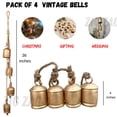 thumbnail image 3 of ZIG ZAG Vintage Gold Cluster Cow Bells on Rope (Pack of 4) Handmade Harmony Rustic Bells for Hanging Decor for Wall, Bedroom, Living Room, Door, or Christmas Tree Crafts - 4-Inch, Gold, 3 of 4