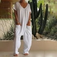 thumbnail image 2 of KyCheLot Women's Baggy Jumpsuits Oversized Summer V Neck Short Sleeve Wide Leg Rompers with Pockets, 2 of 6