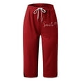 thumbnail image 3 of Summer Pants for Women Fashion Comfortable Casual Mid Waist Sport Pants Size Workout Indoor Soccer Jag Dress Pocket Women Casual plus Size Jean Sunflower Pajamas Lounging Red M, 3 of 3