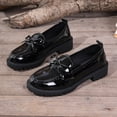 thumbnail image 7 of Gpaecead Women Bow Thick Sole Loafers Patent Leather Non Slip Heightening Spring Summer Versatile Slip On Shoes, Black, 7 of 7