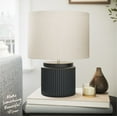 thumbnail image 6 of Beautiful by Drew Barrymore 14" Black Faux Ribbed Wood Table Lamps, 6 of 8