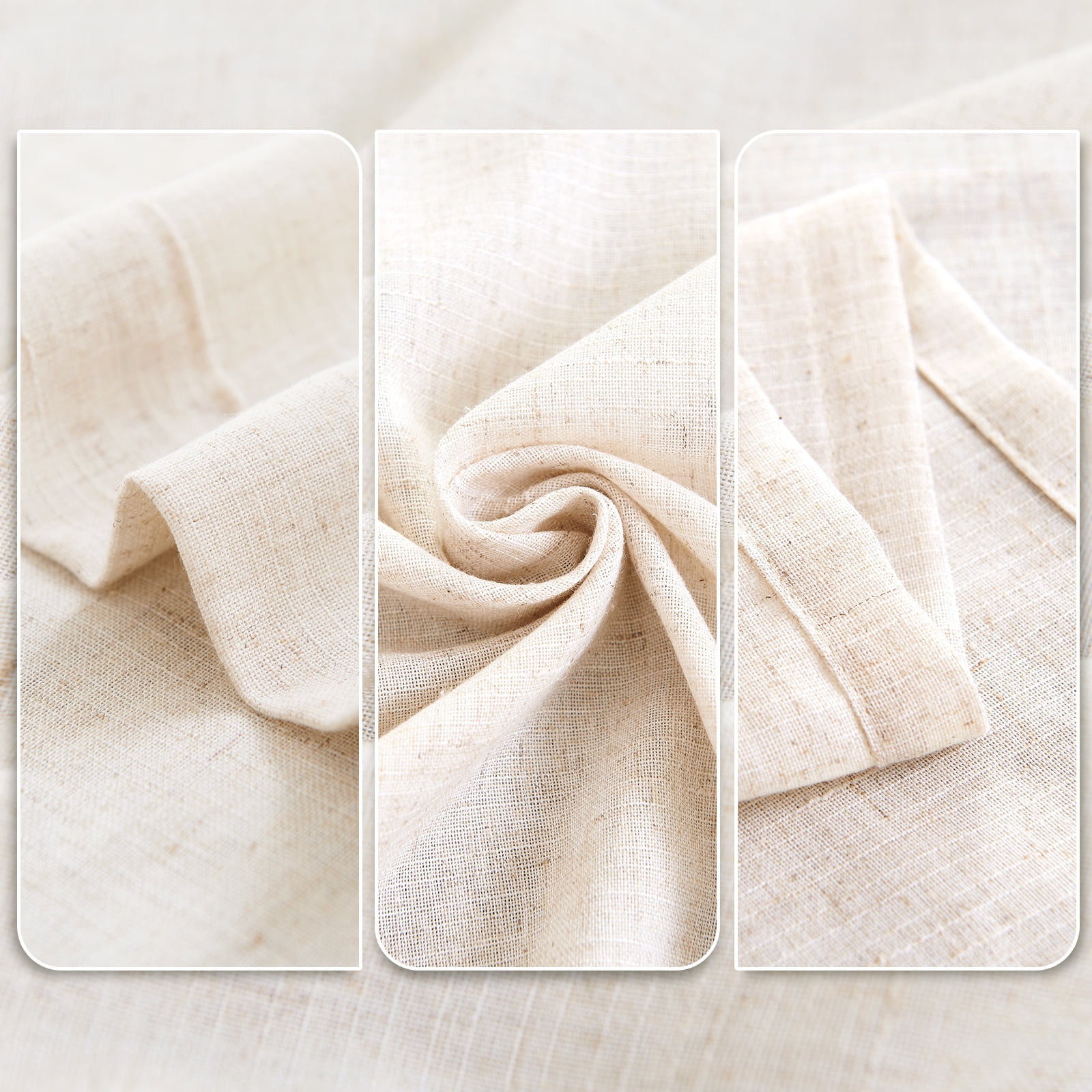 Curtainking Back Tab Curtains 84 inches Crude Beige Light Filtering Curtains Living Room Bedroom Drapes Rod Pocket Linen Farmhouse Curtains Pack of 2