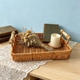 thumbnail image 6 of Linnome Hand Woven Rattan Serving Tray Rectangular Decorative Storage Basket with Dual Wooden Handles for Coffee Table Bathroom Counter Cosmetic Fruit Display, 6 of 6