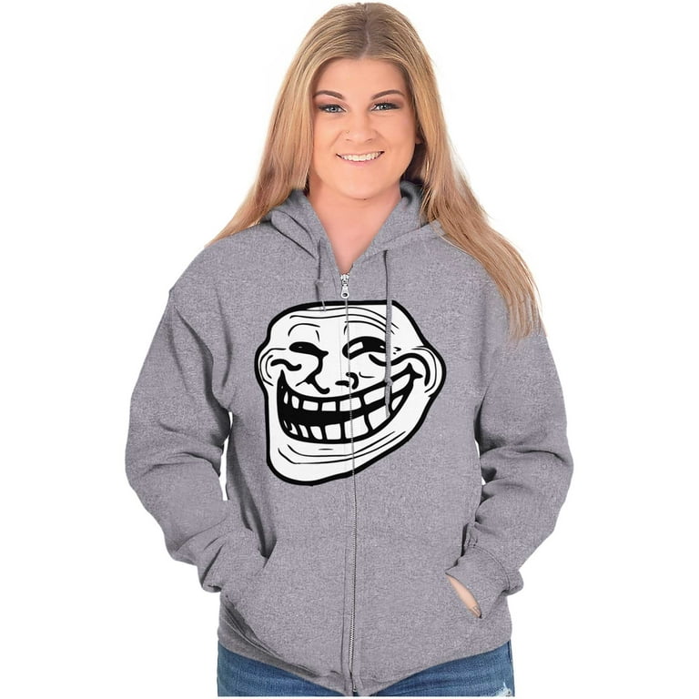 Trollge, Trollface Funny Troll Face, Rage Comic, Dank Meme Pullover Hoodie  : : Fashion