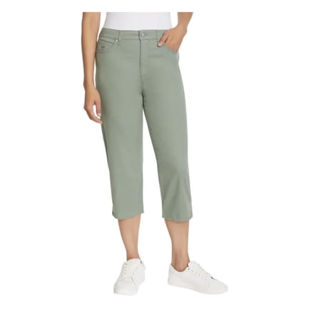 Gloria Vanderbilt Women's Amanda High Waisted 5 Pocket Capri Pant (8, Green)