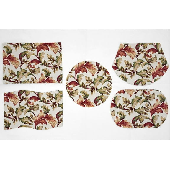 Autumn Fall Floral Leaves Placemats by Penny's Needful Things (Oval - Set of 2)