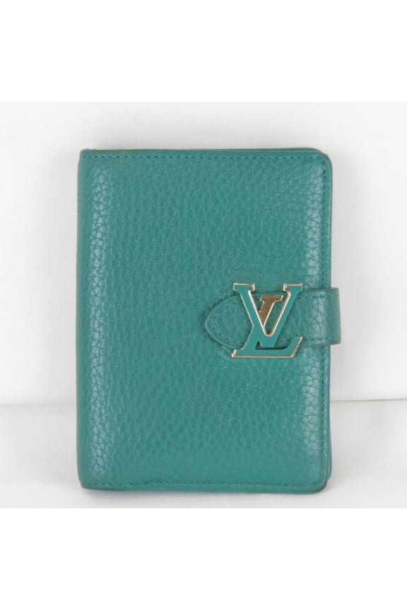 Pre-Owned LOUIS VUITTON Louis Vuitton Vertical Wallet Compact M82438 Bi-fold Leather Green...