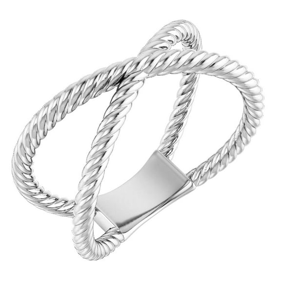 925 Sterling Silver Polished Criss Religious Faith Cross Rope Ring -- Size 6.5 Ring for Women