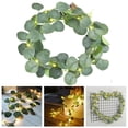 thumbnail image 2 of Lighted Artificial Eucalyptus Garland 6.6FT 20 Lights Battery Operated Faux Vine Lights for Spring Wedding Backdrop Wall Decoration, 2 of 6