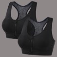 thumbnail image 2 of Fewfanhot 2-Pack Zip-Front Racerback Sports Bras for Women Breathable Mesh Back Supportive Workout Tops, Comfortable Athletic Bras for Gym Yoga Running, 2 of 6