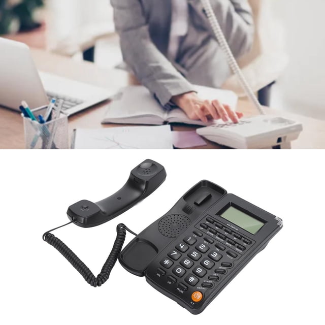 Desktop Telephone, Corded Phone 16 Bit HD Screen Skid For The Elderly For Office For Hotel Black,White