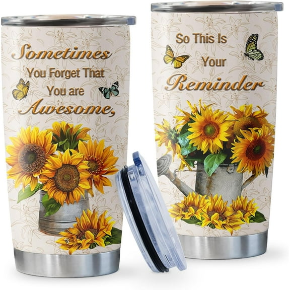 Sunflower Gifts for Women, Inspirational Gifts for Women, Thank You Gifts, Birthday Gifts for Women Her Wife Mom Daughter Sister Friend Coworker, You''re Awesome Coffee Mug Cup Tumbler 20oz