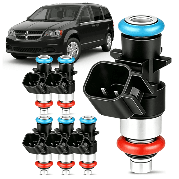 OBNDVU 0280158233 Fuel Injectors Compatible With 2011-2019 Dodge Grand Caravan 3.6L V6 Set of 6
