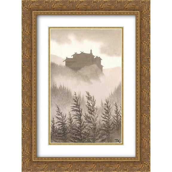 Theodor Severin Kittelsen 2x Matted 20x24 Gold Ornate Framed Art Print 'Til Den Groenne Ridder'