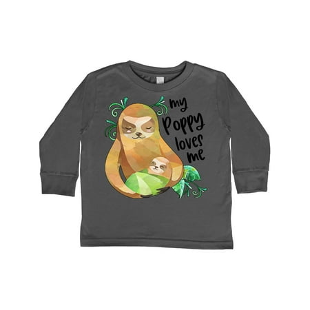

Inktastic My Poppy Loves Me- Cute Sloth and Baby Gift Toddler Boy or Toddler Girl Long Sleeve T-Shirt