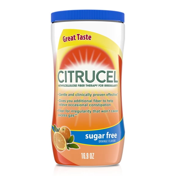 Citrucel Sugar Free Fiber Powder for Occasional Constipation Relief, Orange Flavor - 16.9 Ounces