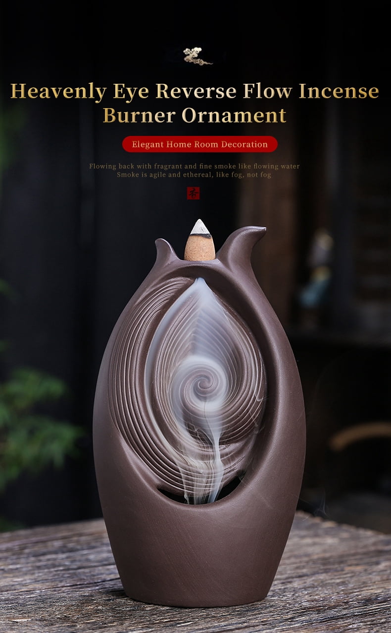 Incense Burner Backflow Incense Holder Purple Sand Backflow Incense Burner Creative Sandalwood Agarwood Aromatherapy Ornaments Incense Cone Holder
