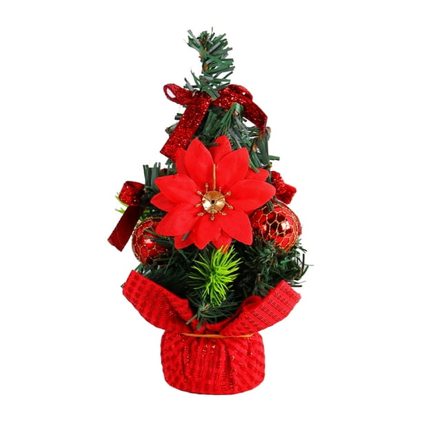 Mini árbol de Navidad decorativo, simulación, adorno navideño, manualidades para la vida Rojo