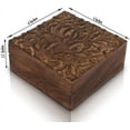 thumbnail image 4 of Great Birthday Gift Handmade Decorative Wooden Jewelry Box Tree Of Life Carving Jewelry Organizer Keepsake Box Treasure Chest Trinket Holder Watch Box Storage Lock Box 6 x 6 Inches Housewarming Gifts, 4 of 7