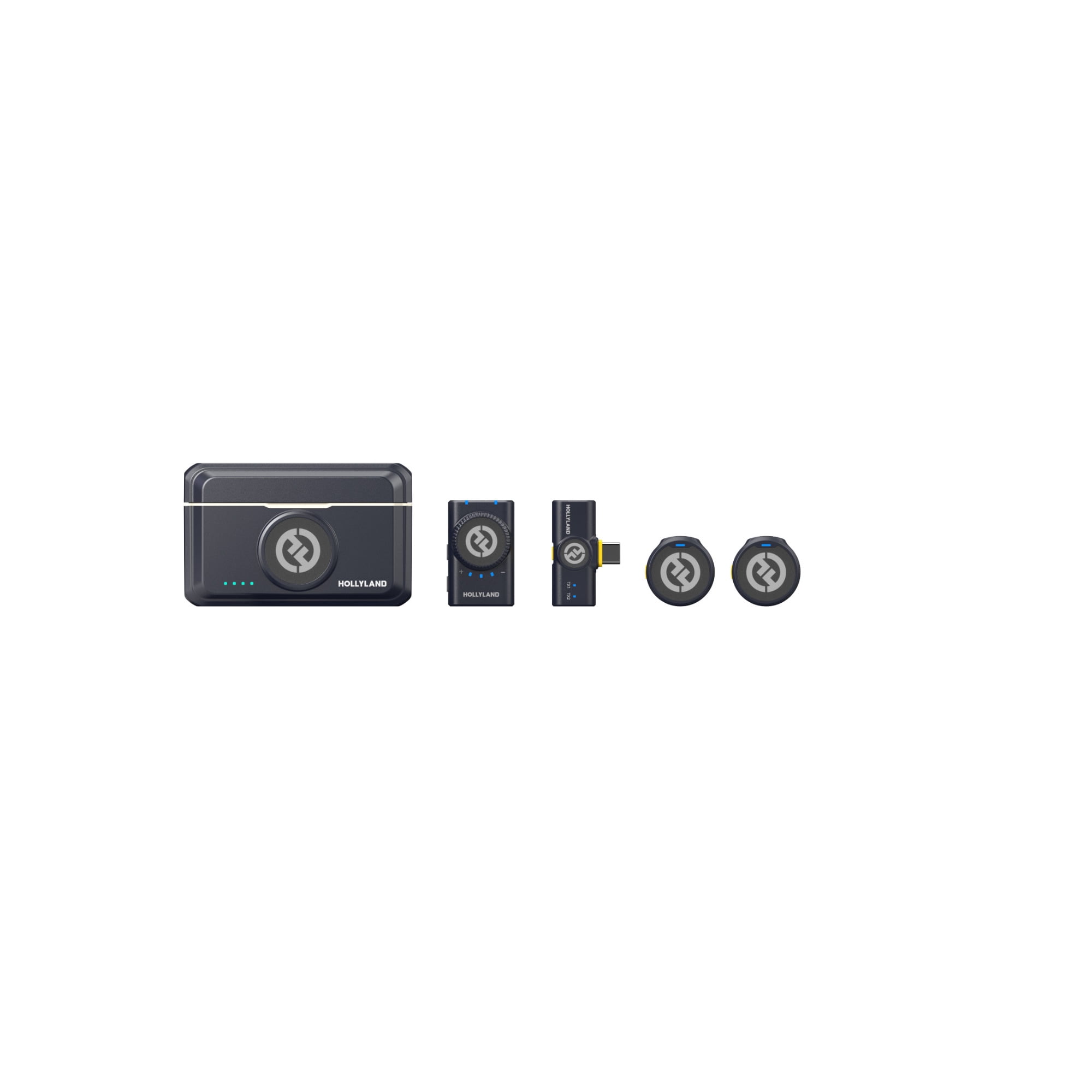 Hollyland LARK M2 2-Person Wireless Mini Combo Microphone System with 48kHz/24bit Hi-Fi Sound Noise Cancellation Lightweight and Long Battery Life