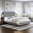 thumbnail image 2 of Skyline Decor Upholstered Linen Platform Bed, Full, Gray, 2 of 5