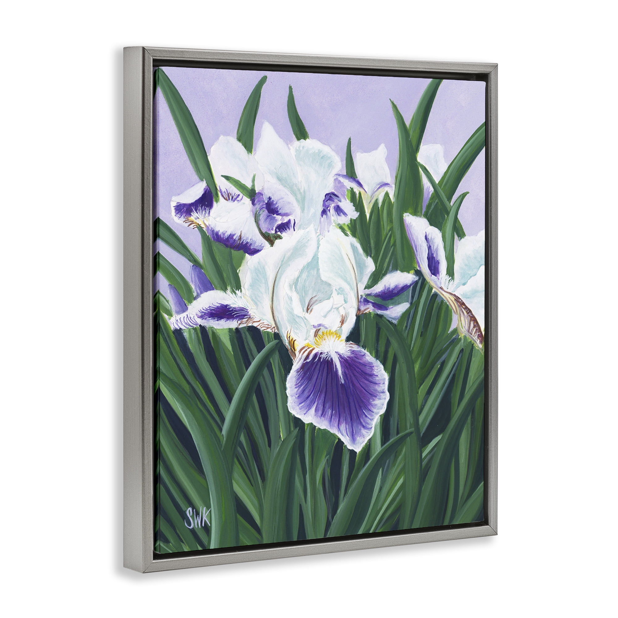 Stupell Industries Purple & White Irises Gray Framed Floater Canvas Wall Art, design by Sarah Waldron Kimball