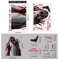 thumbnail image 3 of Halloween Window Clings,Scary Ghost Skeleton Zombie Static Stickers Window Decals With Blood Handprint Bats Pumpkin Design Home Glass Party Decoration Indoor Holiday Spooky Scene Display (red), 3 of 6