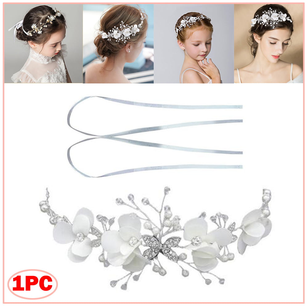 1Pc Wedding Leaf Headband Pearl Flowers Bridal Handmade Hairband Hair Jewelry 