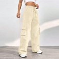 thumbnail image 5 of Women Casual Cargo Sweatpants High Waisted Drawstring Straight Leg Hiking Trousers With Functional Pockets For Everyday Wear Comfortable Sweatpants for Women Relaxed Fit Pant, 5 of 8
