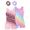 Leopard & Rainbow, variant on Girls 2 Pack Gymnastics Leotards with Matching Scrunchies Sparkly Biketards 4-10Y