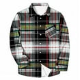 thumbnail image 3 of Men's Plaid Shirts Long Sleeve Lapel Button down Tops Casual Loose Lightweight Shirts Jackets with Flat Pocket (S, Black), 3 of 4