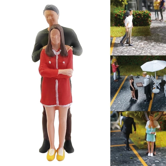 Modelo 1:64 Mini Baoblaze de pareja de personas para decoración de juguetes de caja de cerillas Rojo A