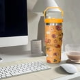 thumbnail image 4 of 30oz Fall Tumbler with Handle and straw, Thanksgiving Turkey Pumpkin Turkey Maple Leaves Stainless Steel Insulated Cup, Autumn Coffee Mug Water Bottle, 4 of 6