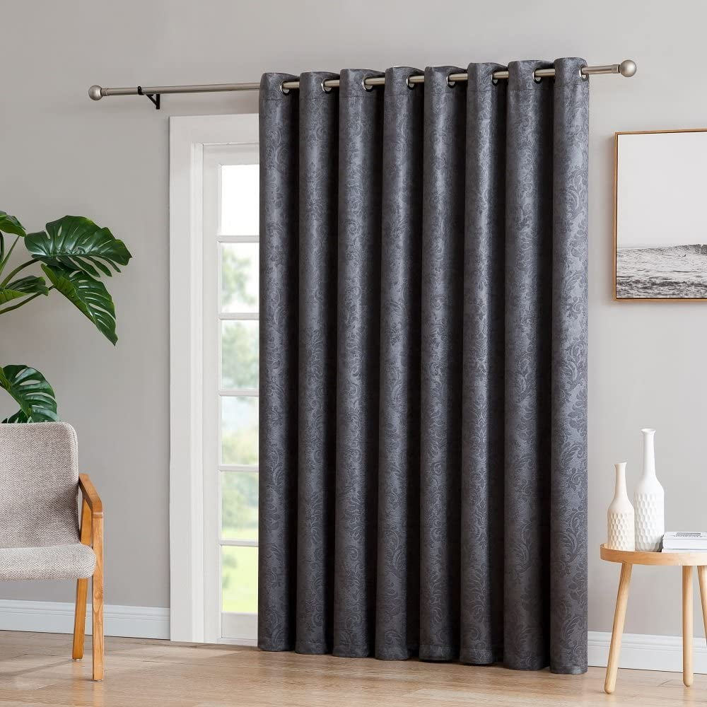 WARM HOME DESIGNS 1 Extra Wide, Extra Long 102" X 96" Panel of Charcoal Patio Door Curtains. Blackout Sliding Glass Door Curtain or Room Divider Drape. EV Charcoal Patio 96
