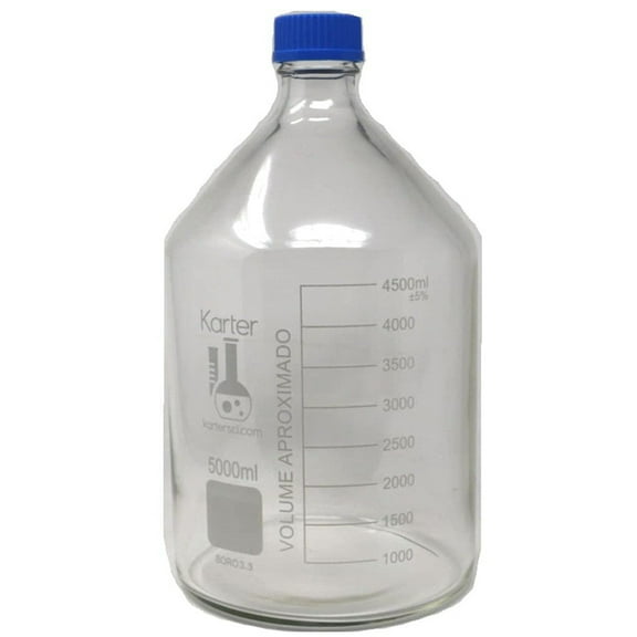 5000ml Glass Media Storage Bottles, Round, with GL60 Screw Cap, Karter Scientific 232Z2 (Single)
