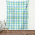 thumbnail image 4 of Ambesonne Fashion Fabric by the Yard Upholstery, Rectangle Square Plaid Art, 3 Yards, Sky Blue Fern Green, 4 of 5