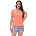 thumbnail image 5 of Women's Square Neck Tops Ruffle Trim Sleeve T-Shirts for Summer Casual Short Tees, 5 of 7