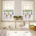 thumbnail image 4 of Christmas Kitchen Window Curtain Set with Tiers and Valance, 3 Pieces Rod Pocket Valances Colorful Xmas Balls Green Pine Needle Window Treatment Semi Sheer Kitchen Bedroom Decor (52"W x 18"L), 4 of 6