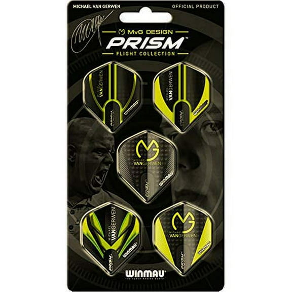 Winmau Prism Pro Player Michael Van Gerwen Collection Dart Flights, 100 Micron Extra Strong (5 Sets)