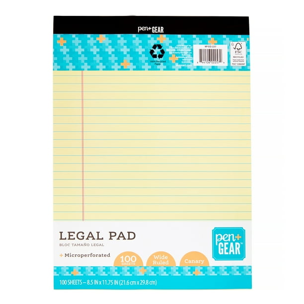 PEN+GEAR Legal Pad, Wide Rule, 100 Sheets