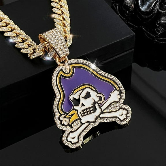 Men Women Hip Hop New Cartoon Skull Pirate Pendant Necklace 15mm Crystal Cuban Chain HipHop Iced Out Bling Necklaces Fashion Charm Jewelry