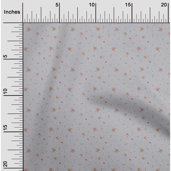 oneOone Organic Cotton Poplin Twill Fabric Leaves & Flower Floral Print Fabric by Yard 42 Inch Wide