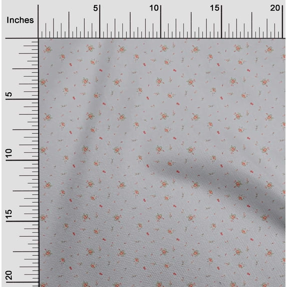 oneOone Organic Cotton Poplin Twill Fabric Leaves & Flower Floral Print Fabric by Yard 42 Inch Wide