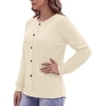 thumbnail image 4 of MOSHU Crewneck Sweatshirts for Women Decorative Buttons Long Sleeve Shirts Fashion Pullover Womens Sweatshirts Fall Tops, 4 of 11
