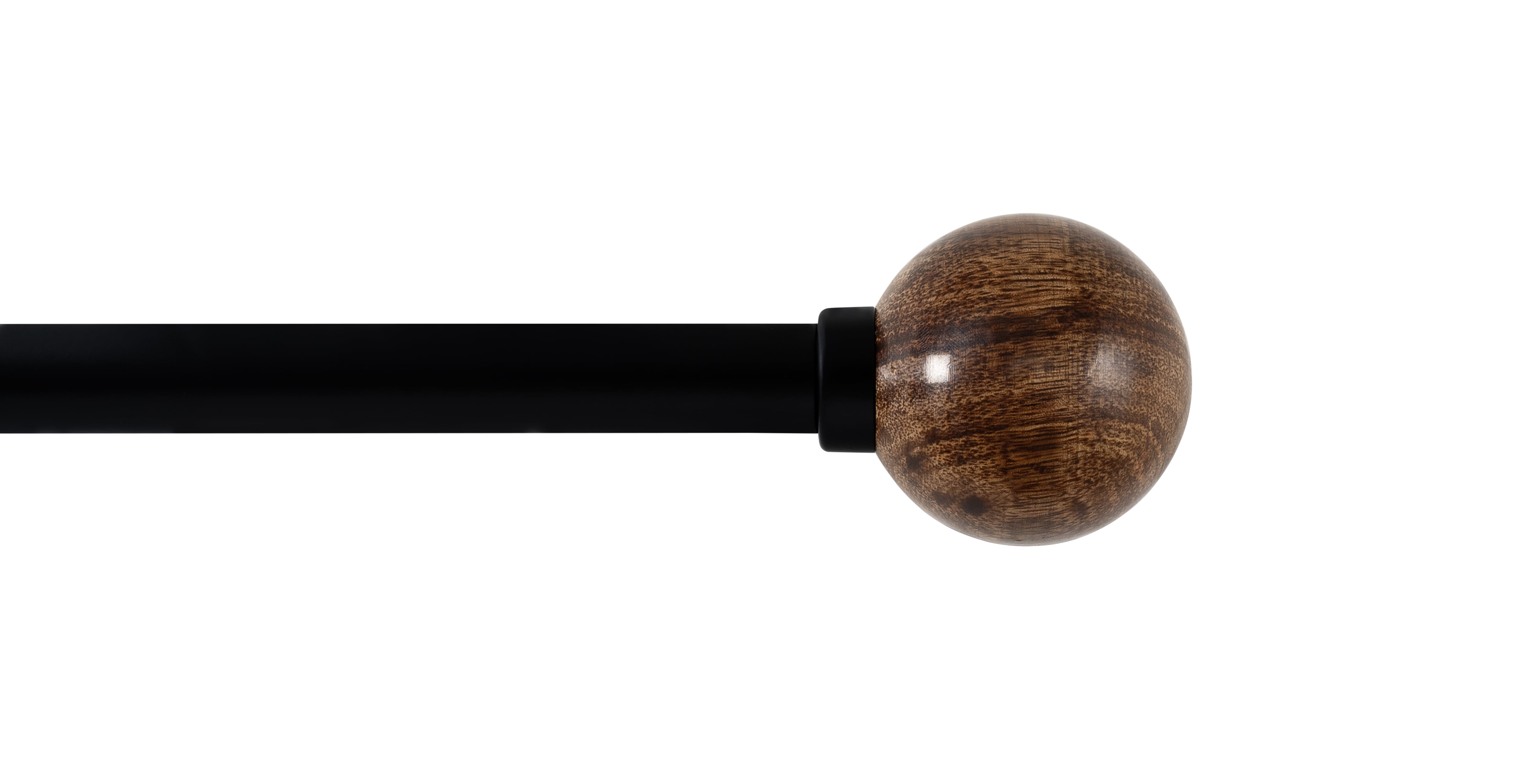 Mainstays 3/4 in Wood Ball Curtain Rod Set, Adjustable 24–84 in, Black