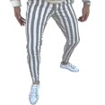 thumbnail image 1 of Mens Striped Printed Slim Fit Dress Pants Cotton Long Trousers With Pockets, 1 of 2
