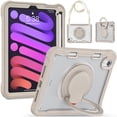 thumbnail image 2 of XYX For iPad Mini 7th/6th Gen Case 8.3 inch 2024/2021, 360 Rotating Hand Grip, Shoulder Strap, Heavy Duty Drop Protection, Khaki, 2 of 7