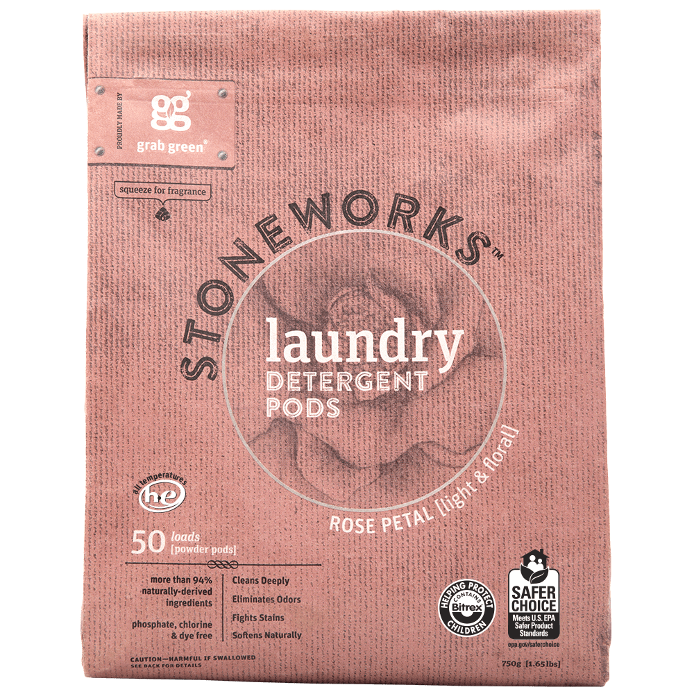 Grab Green Stoneworks Laundry Detergent Pods Rose Petal, 50 loads