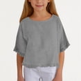 thumbnail image 6 of kpoplk T Shirts for Girls Letter Print Graphic Tees Oversized Casual Loose Drop Shoulder Short Sleeve Basic Summer Tops(Grey,9-10 Y), 6 of 6