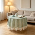 thumbnail image 4 of Nappe Ronde de Qualité Supérieure pour Table Basse, Housse Décorative en Tissu Résistant aux Taches, Déco Maison, Vert, JKODE, 4 of 6